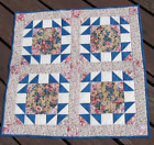 Handcrafted  Cottage Rose Doll Quilt, Table Mat, Wall Hanging, More 27" Square