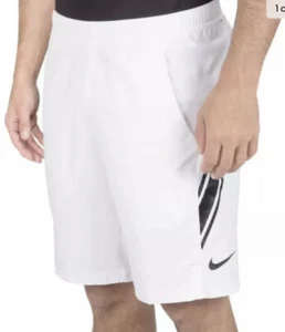Men's Nike Dry 9" Tennis Shorts White Athletic Training 939265-101 Size L dri-F - Picture 1 of 3