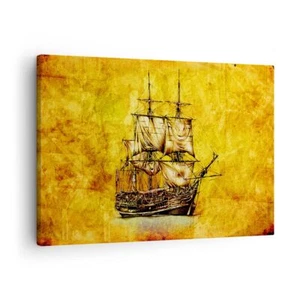 Impression sur Toile 70x50cm Tableaux Image Photo Navire pirate océan trésor - Foto 1 di 10