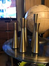 Set of 5 MCM Brass Tone Metal Candlestick holders for Mid Century Modern Candle 