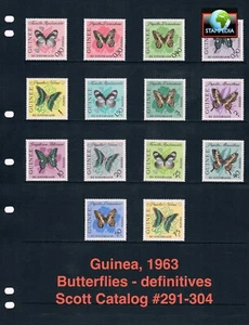 1/3 off $15.30 Scott Value - 1963 GUINEA Butterflies Africa defin. CV MNH NH UMM - Picture 1 of 4