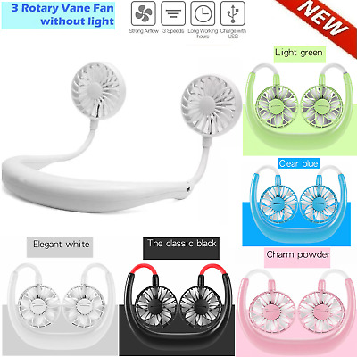 Portable USB Rechargeable Neckband Lazy Neck Fan Hanging Dual Cooling Mini Fan  • 7.25$