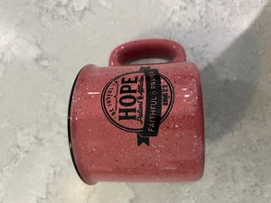 Kaffeebecher Sei fröhlich in Hoffnung Treu im Gebet rosa gesprenkelt - Bild 1 von 3