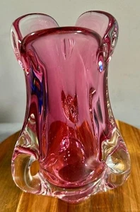 Vintage Murano Art Glass Vase Sommerso Hand Blown Italy 8" Mid Century Modern - Picture 1 of 8