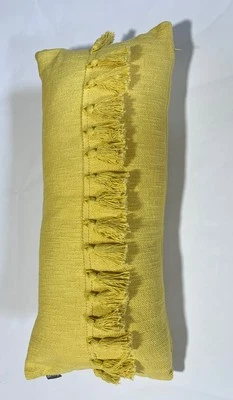 Dormify Decorative Throw Pillow 12” X 28” Buttercup Yellow Tassels Zip Closure - Image 1 of 4