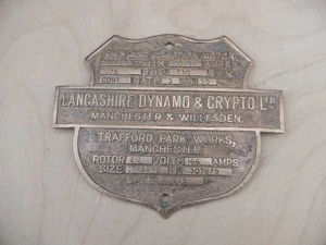 LANCASHIRE DYNAMO & CRYPTO MESSING ANLEITUNG MOTORPLATTE - Bild 1 von 3