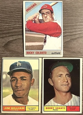 1960’s Topps MISCUT Lot Of (3) VG-EX(MC) HOF Vintage MLB Colavito/Shantz/Gilliam - Image 1 of 2