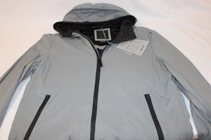 Geox Nebula Men's Grey Lightweight Full Zip Rain Jacket with Hood Size 46 $495 - Picture 1 of 13