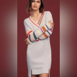 Daily Practice Anthropologie Gray Stripe Long Sleeve Sweater Dress XL NWOT - Picture 1 of 9