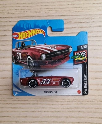 2021 Hot Wheels - TRIUMPH TR6 Red 9/250 HW RACE DAY 1/10 Short Card Rare Colour - Image 1 of 2