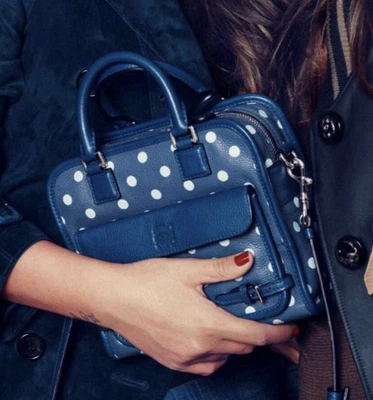 LOEWE Penelope Cruz Shoulder Handbag Blue Polkadot Grained Calfskin Leather RARE - Image 1 of 4