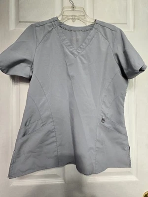 Wonderwink W123 Women's Scrub Top size L-Dove-Grey V-Neck-Chest 22"/L 26.5" - Image 1 of 4