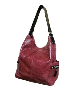 Vintage Tano Pflaume Aubergine italienische Leder Schultertasche Umhängetasche dicker Riemen gebraucht, in einwandfreiem Zustand - Bild 1 von 7