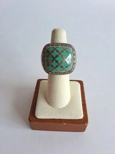 Angelique de Paris 925 Silber Zirkon & Harz blau türkis quadratischer Ring Größe 6 - Bild 1 von 14