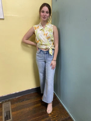 Vintage 80s/90s Liz Claiborne Lizwear Jeans Floral Print Sleeveless Blouse L - Image 1 of 4