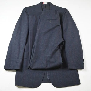 Vtg USA Made Austin Reed 36R 28x34 Blue Check 100% Wool Mens Jacket Pants Suit - Picture 1 of 12