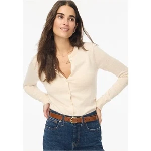 J. Crew Classic Cardigan Sweater Women XL Extra Button Front Beige NWT Flaw - Picture 1 of 11