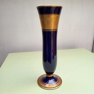 Rosenthal Selb-Plössberg  Vase 25,5 cm koboltblau gold - Bild 1 von 5