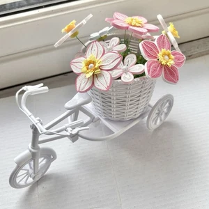 Handmade Paper Flower Bouquet In Bicycle, Unique Floral Gift, Gift For Her Mum - Picture 1 of 6