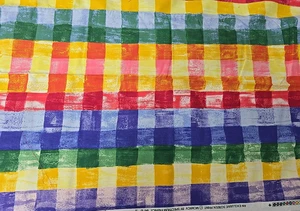Vintage 1995 Spectrum Fabrics Bright Squares Cotton Fabric 34" L x 56" W - Picture 1 of 4