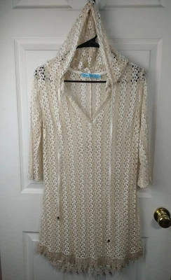 Solitario Natación Capucha Traje de Baño Cubierta Mujer M Encaje Transparente Boho Chic Mezcla de Seda Foto 1 de 4