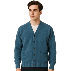 MUNSINGWEAR 60s Shetland Wool Cardigan Pullover Blau Herren M Heritage Academia - Bild 1 von 7