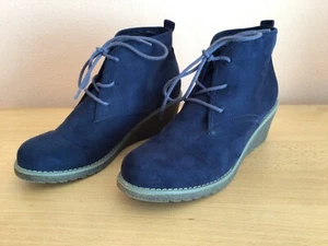 Jane Klain Damenschuh hoch Keilabsatz dunkelblau Velour Gr. 39 - Bild 1 von 8