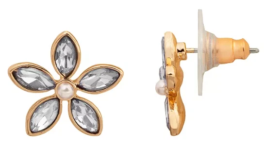 Pendientes LC Lauren Conrad Cristal Simulado Floral Sin Níquel Foto 1 de 1