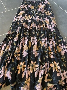 Free People Skirt Women’s Maxi Black Floral Button Front Smooth Sailing Slit - Picture 1 of 9