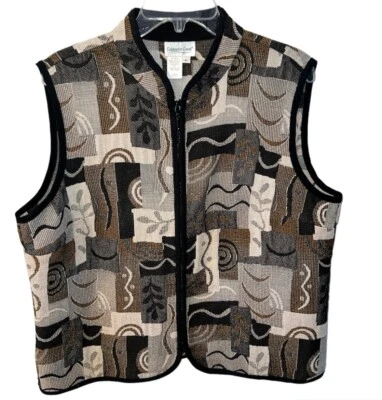 Coldwater Creek Tapestry Vest Womens Sz XL Multi-Color patchwork USA Vintage - Image 1 of 4
