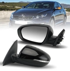 Left Driver’s Power Door Mirror Kia Optima 2011 2012 2013 Gloss Black Turn - Picture 1 of 4