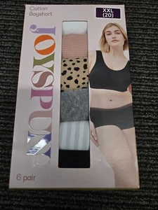 Joyspun ~ 6-Pair Women's Boyshorts Underwear Panties Cotton Blend ~ 2XL (20) - Picture 1 of 3