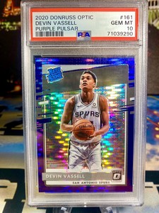 2020-21 Devin Vassell Panini Donruss Optic Purple Pulsar Rookie Card #161 PSA 10