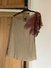 Miss Sixty Size S Fit 12 14 Dove Flower Asymmetric T Shirt Top One Shouldered