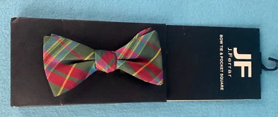 JF J. FERAR PAJARITA HOMBRE Verde Rojo Azul TARTÁN CUADROS Pretied Ajustable 4" NUEVA Foto 1 de 4