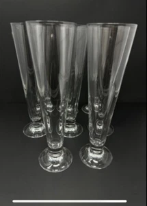 Vtg MCM Retro 14oz Footed Heavy Beer Mimosa Pilsner Champagne 11.5” Glasses - Picture 1 of 2