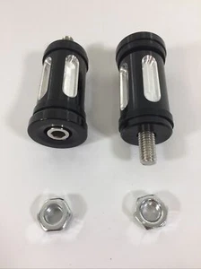 Universal Motorcycle Handlebar Ends Handle Bar Black w/ Chrome fits Harley 2pk - Picture 1 of 4