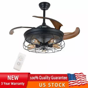 42" Rustic Ceiling Fan With Light kit Remote Control Round Lamp Chandelier Bar - Picture 1 of 21