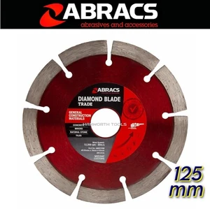 Abracs Diamanttrennscheibe 125 mm Stein Allgemein Bau Mauerwerk Trennscheibe 5" Zoll - Bild 1 von 12