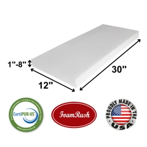 Cojín de asiento de espuma para tapicería de alta densidad FoamRush 12" x 30" medio firme EE. UU. - Imagen 1 de 15