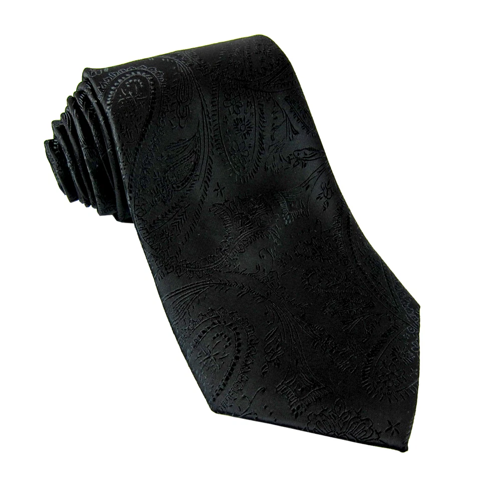 New polyester Men's Neck Tie only Paisley Black Wedding Prom Party any occasions - Image 1 of 2
