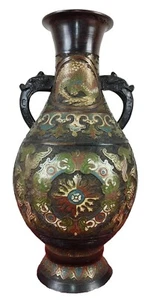 LARGE CHINESE STYLE VASE. CLOISONNÉ BRONZE. JAPAN. 19TH-20TH CENTURY - Picture 1 of 1