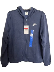 Felpa donna Nike in pile con cappuccio e zip BV4128-410 blu navy taglia S e L - Foto 1 di 5