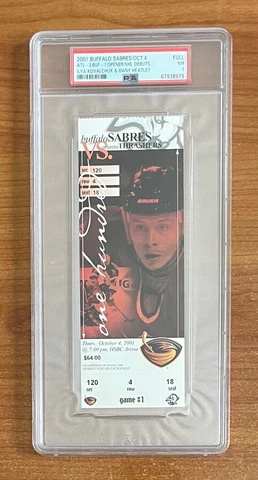 PSA 7  ILYA KOVALCHUK / DANNY HEATLY DEBUT 2001 THRASHERS SABRES NHL FULL TICKET Cover