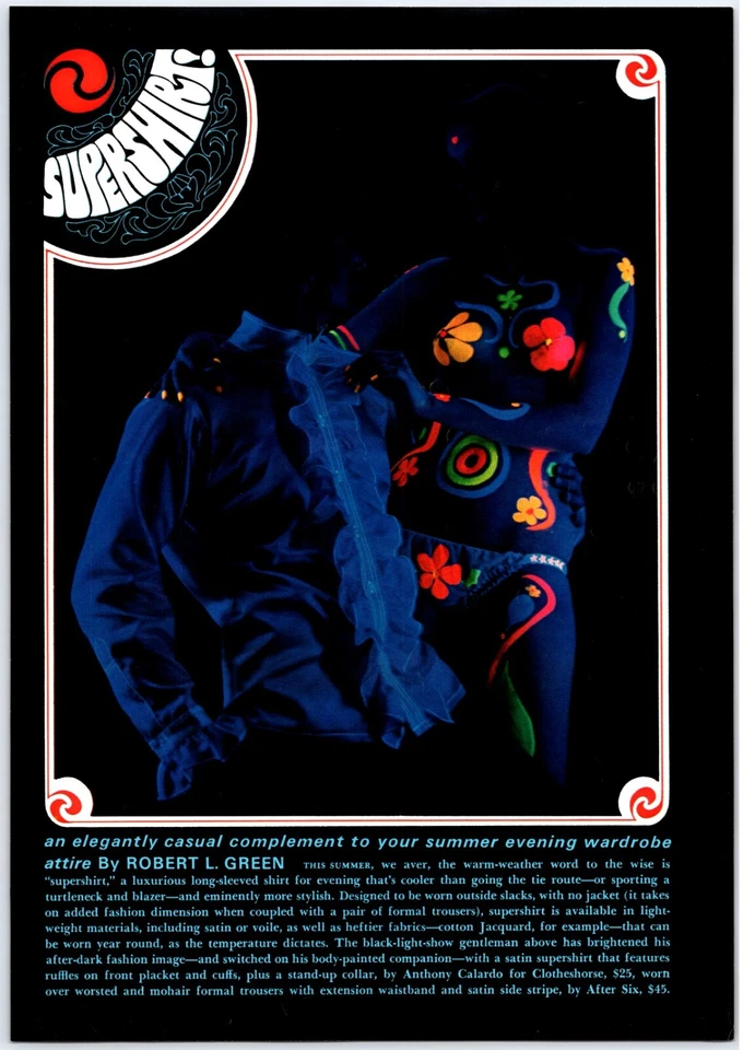 Anuncio impreso 1968 Supercamisa Robert Green Voffles Blacklight Risque Clotheshorse Foto 1 de 1