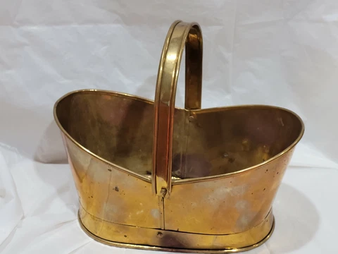 Vintage Brass Basket with Handle Made in India Cover