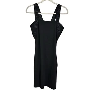 Kendell + Kylie Women Sz L Black Sleeveless Short Bodycon Dress Stretch Spellout - Picture 1 of 7