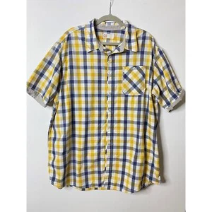 Cutter & Buck Men's Yellow plaid short sleeve button down shirt size 2X - Picture 1 of 5