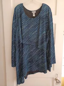 Catherines artsy asymetric knit tunic top 5X plus sleeves stretch work or play - Bild 1 von 12