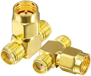 SMA Stecker Zu Zwei Buchse T Verbinder Adapter Splitter x2 UK Verkäufer - Bild 1 von 3